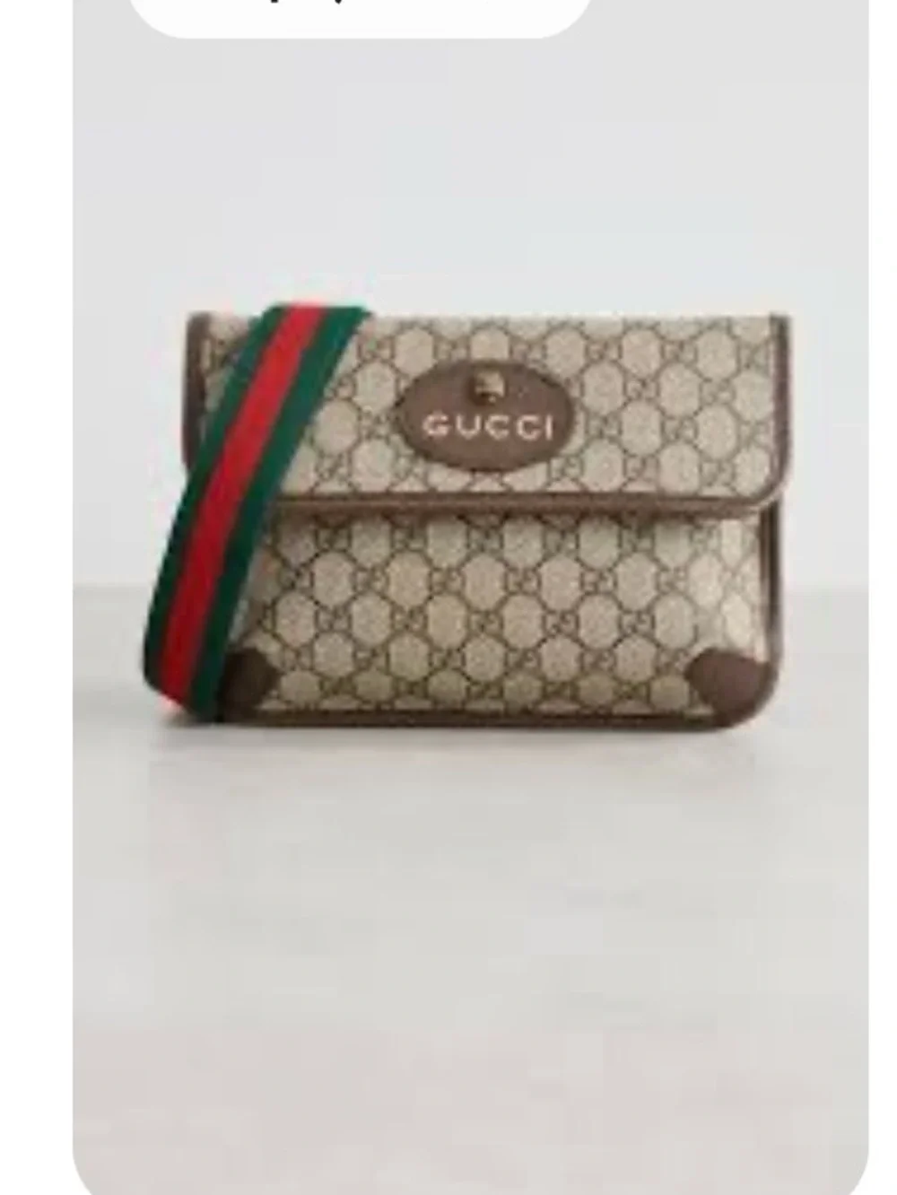 Gucci Beige GG Supreme Canvas Shoulder Bag with Red & Green Web Strap
